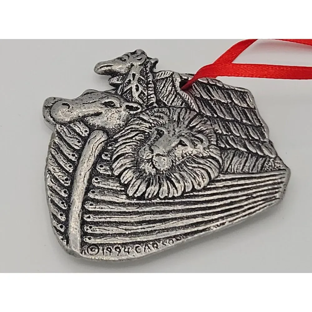 Vintage 1994 Carson Pewter Noah's Ark Christmas Ornament
